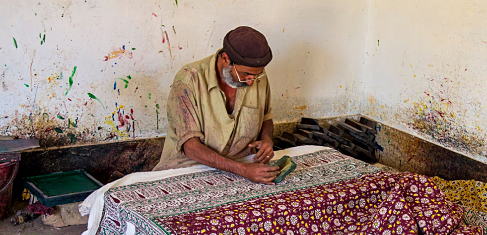 Ajrak Hand Printing